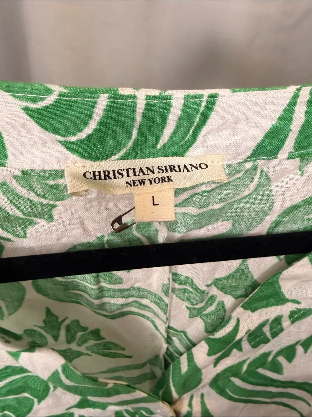 Christian Siriano White Blouse with Green Floral Print - Picture 3 of 4
